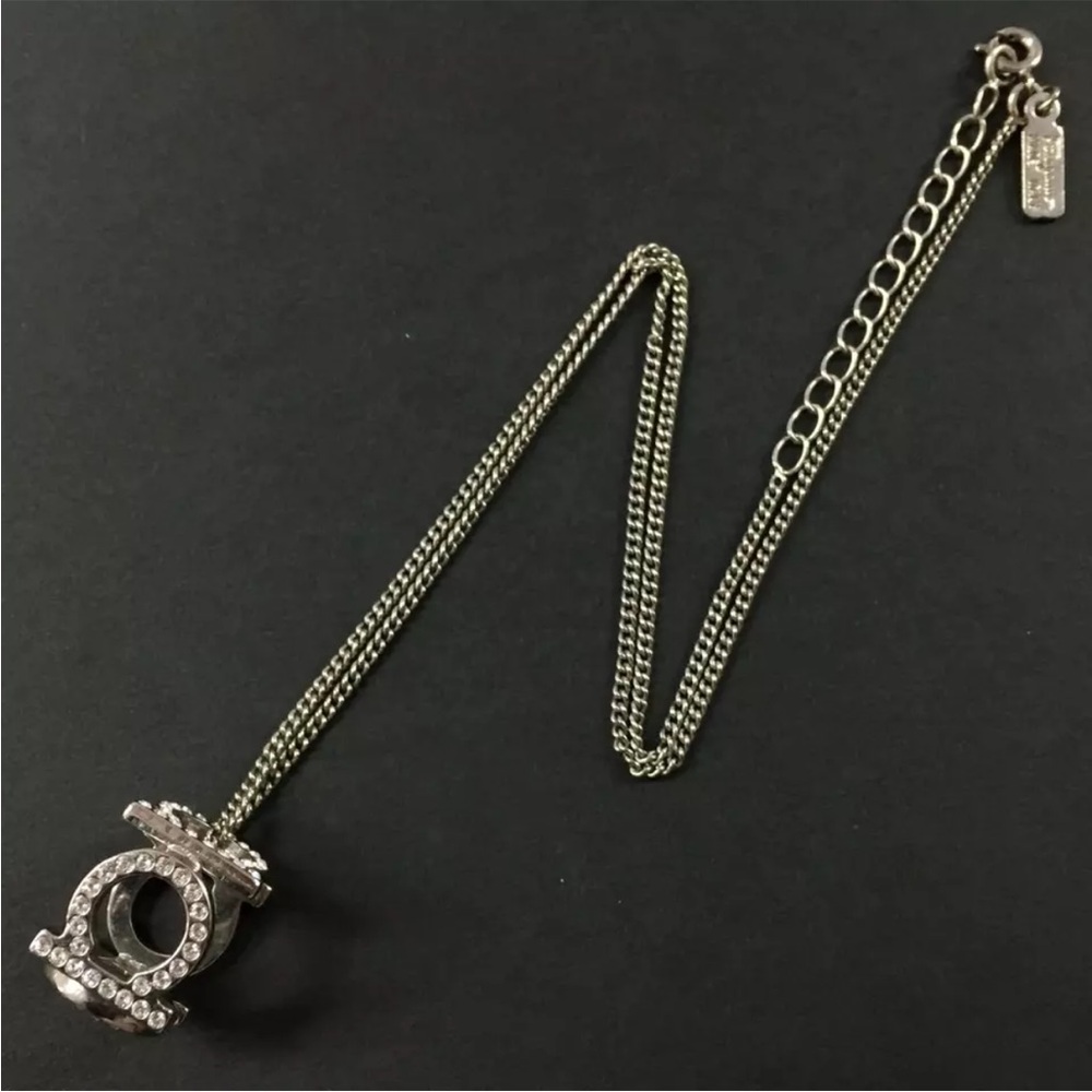Salvatore Ferragamo Silver 3D logo Necklace
